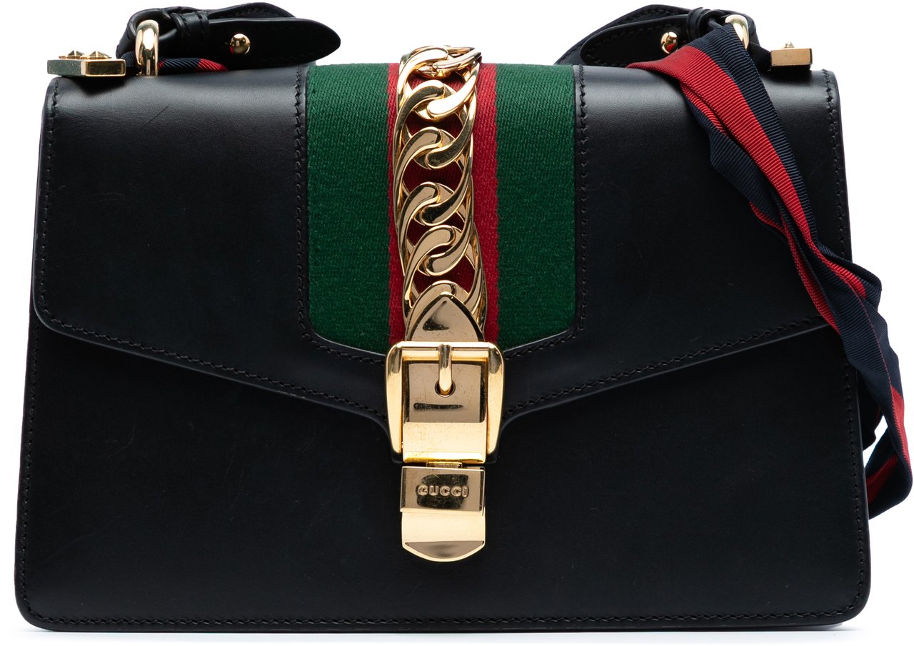 Gucci Small Leather Sylvie Satchel Zwart