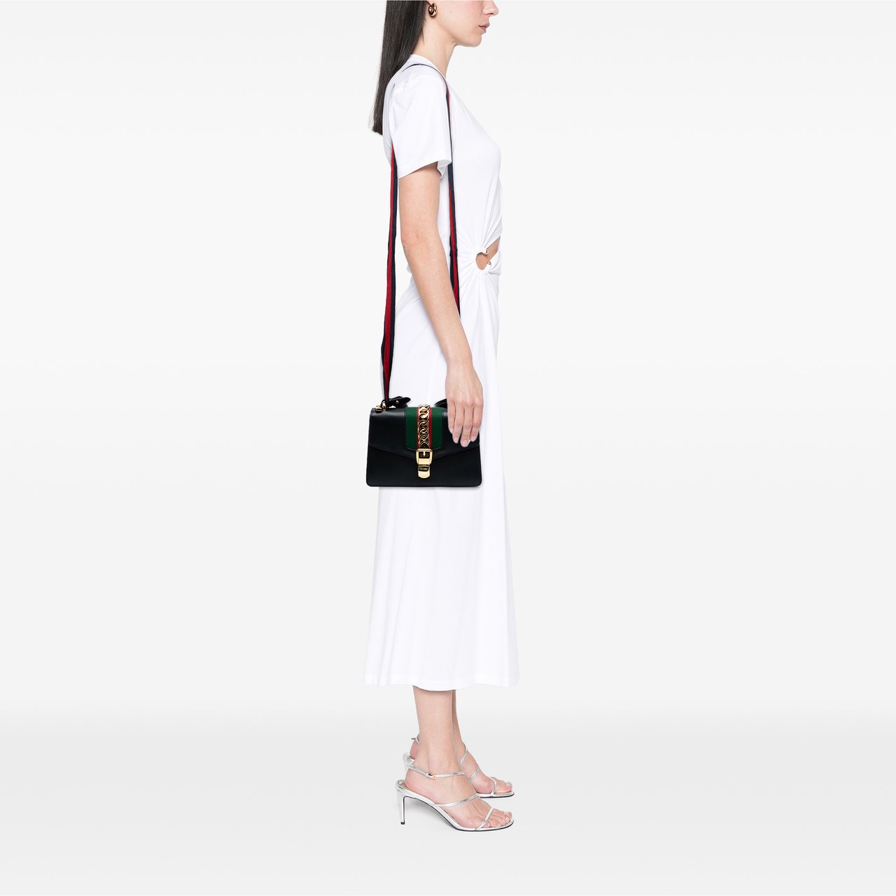 Gucci Small Leather Sylvie Satchel Zwart