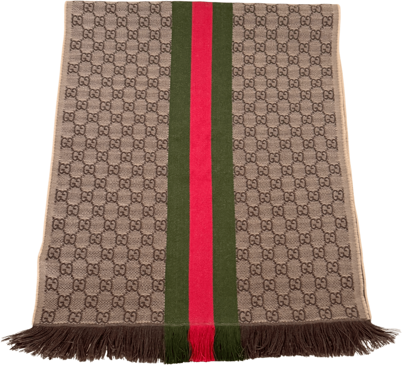 Gucci Gucci GG Schal aus Wolle und Seide Braun Streifen / neuwertig Bruin
