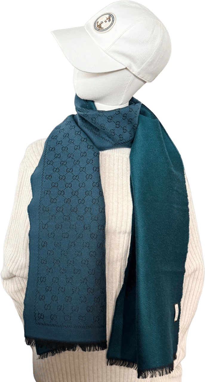 Gucci Gucci Schal aus Wolle Türkis Schwarz / neuwertig Groen