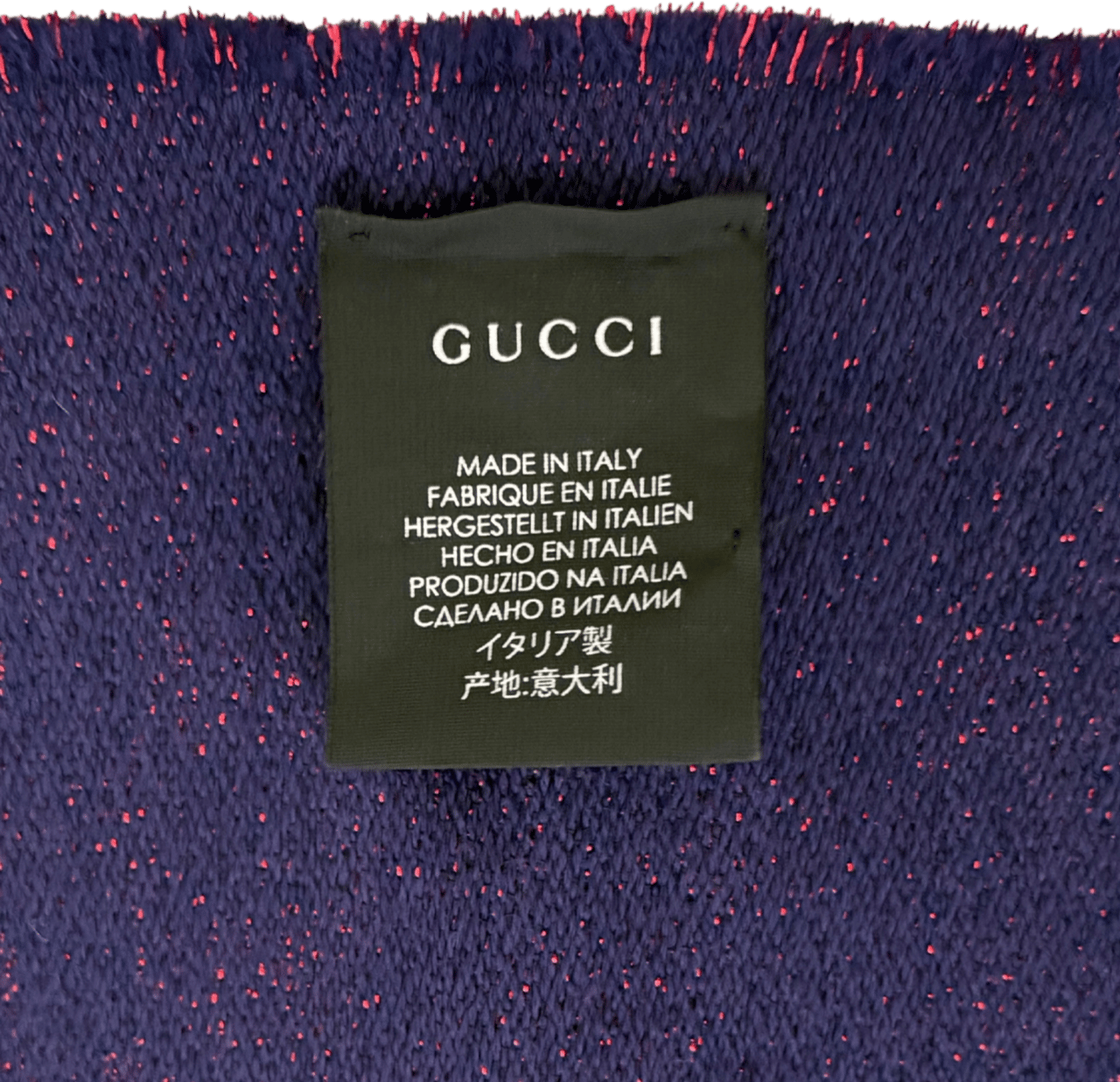 Gucci Gucci Schal aus Wolle Marineblau Rot / neuwertig Blauw