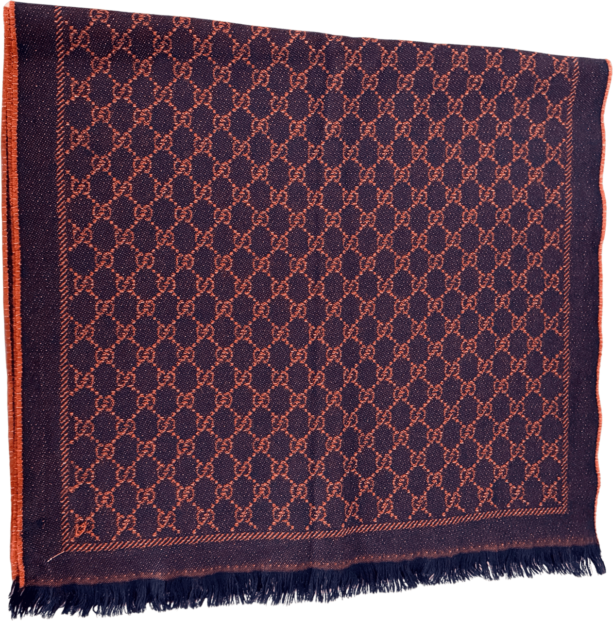 Gucci Gucci Schal aus Wolle Dunkelblau Bronze / sehr gut Blauw