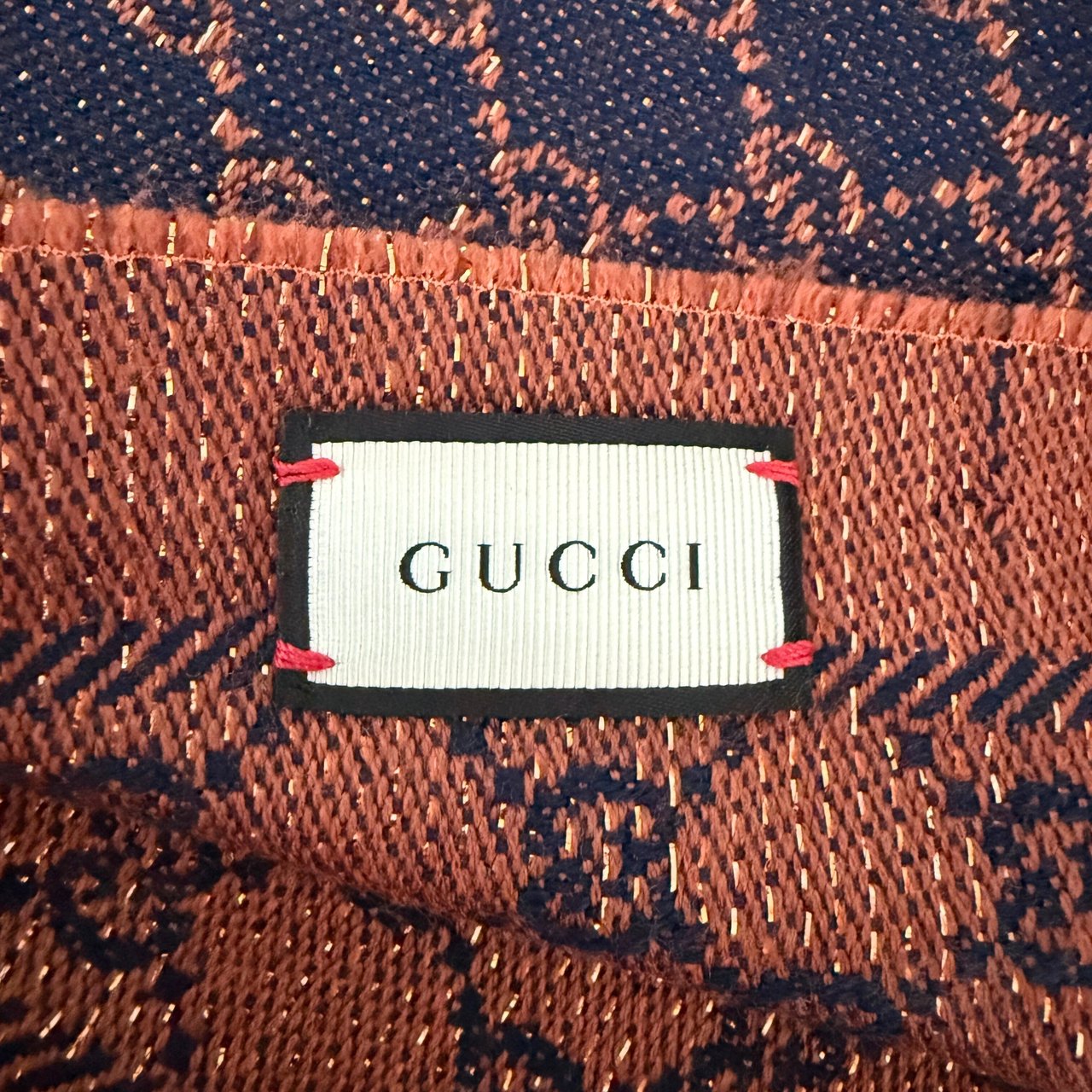Gucci Gucci Schal aus Wolle Dunkelblau Bronze / sehr gut Blauw