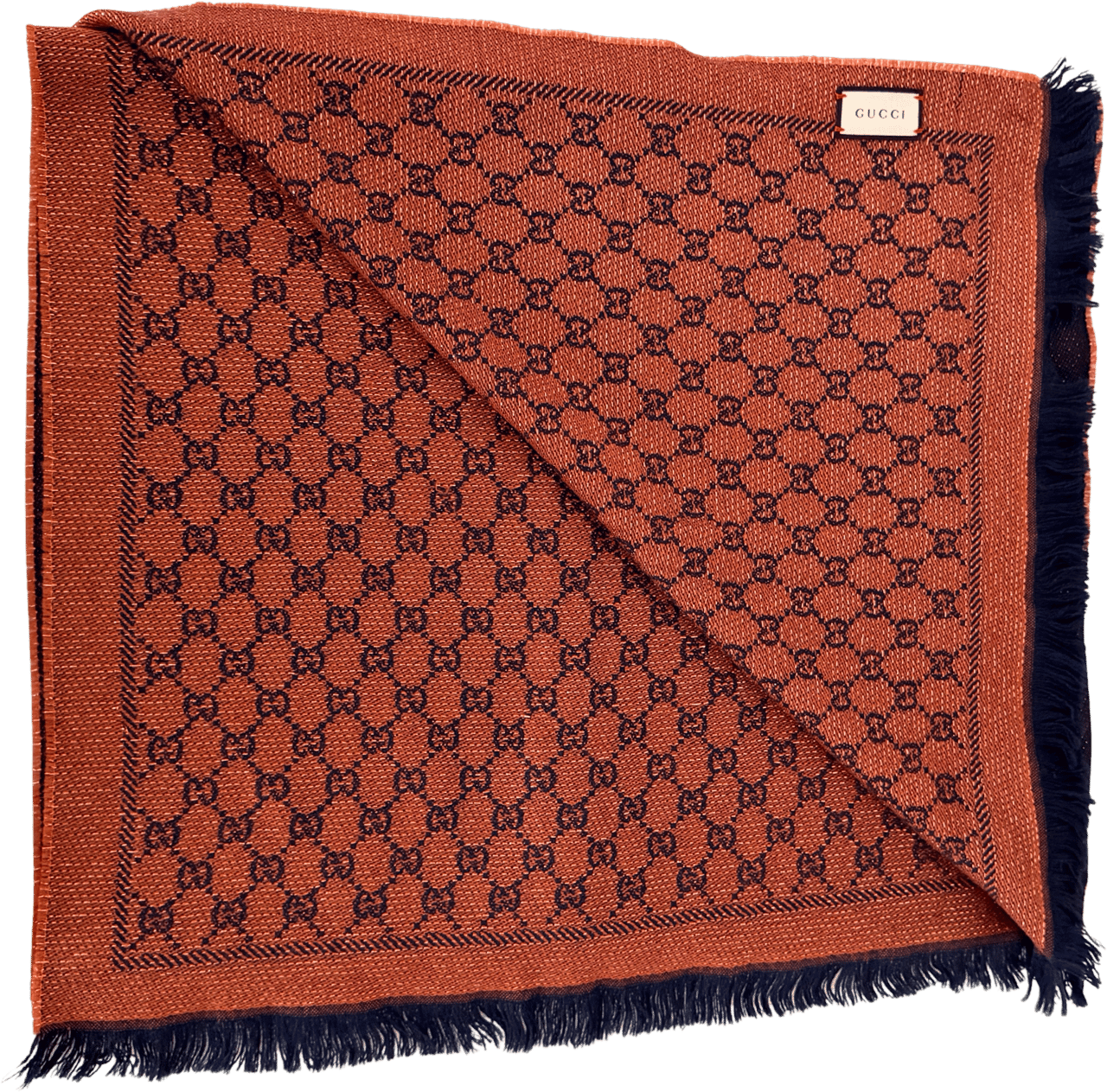 Gucci Gucci Schal aus Wolle Dunkelblau Bronze / sehr gut Blauw