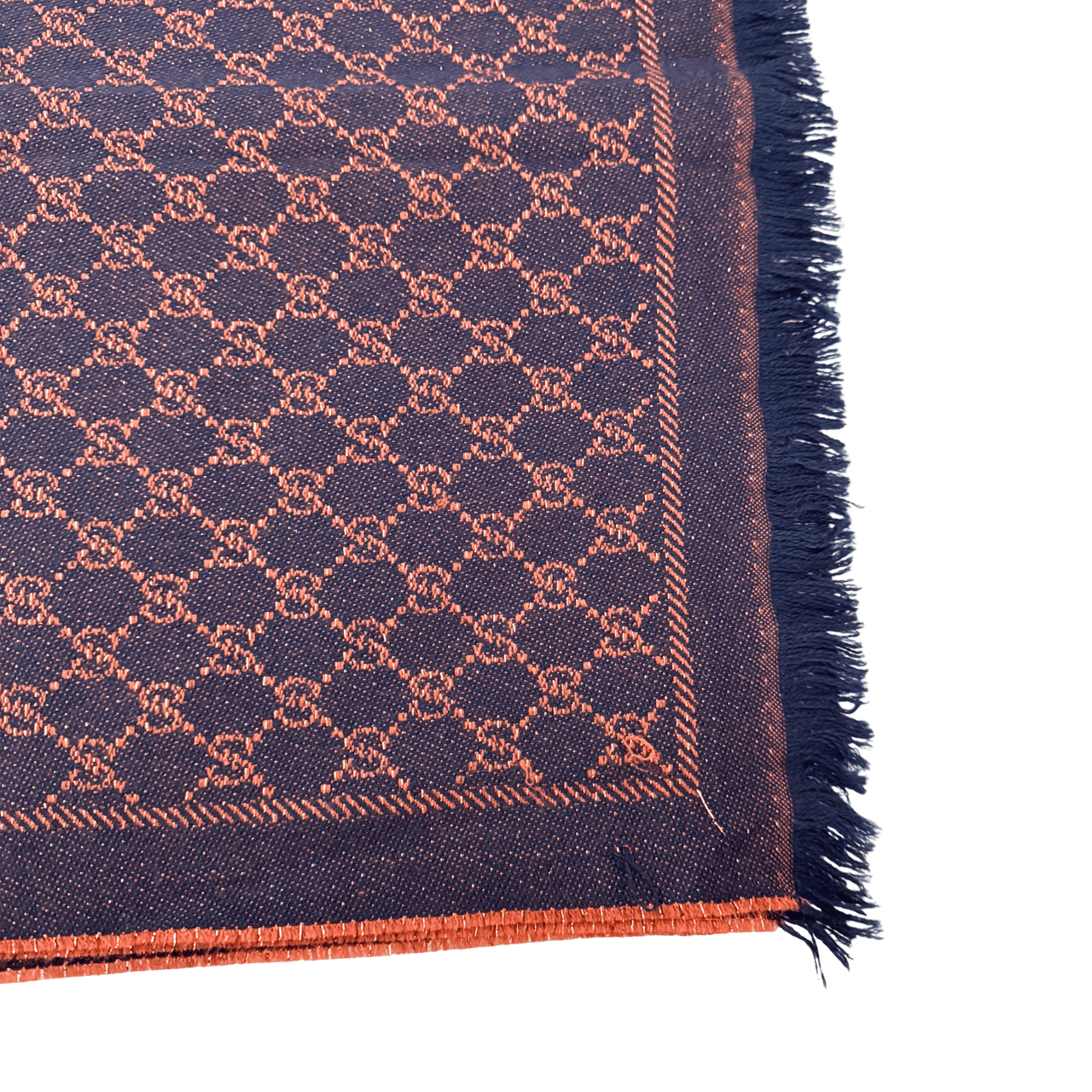 Gucci Gucci Schal aus Wolle Dunkelblau Bronze / sehr gut Blauw