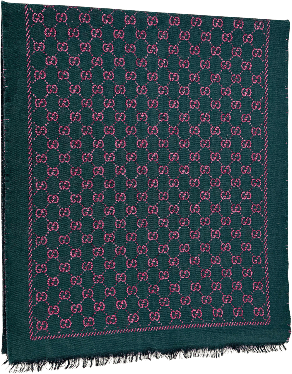 Gucci Gucci Schal aus Wolle Dunkelgrün Pink / neuwertig Groen