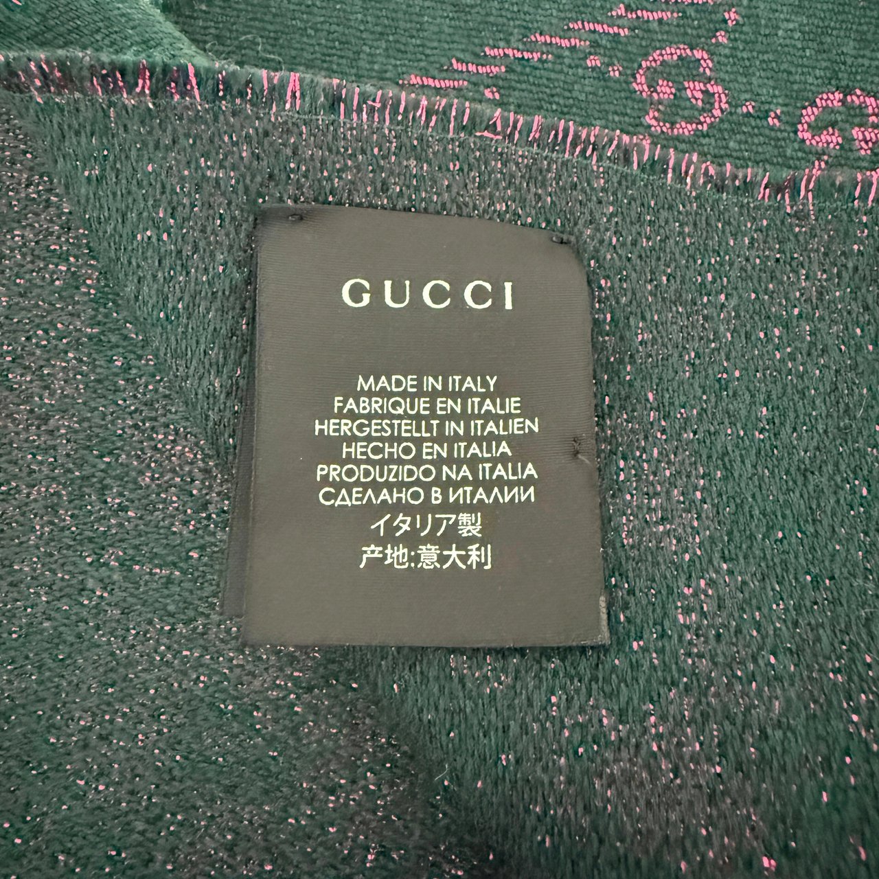 Gucci Gucci Schal aus Wolle Dunkelgrün Pink / neuwertig Groen