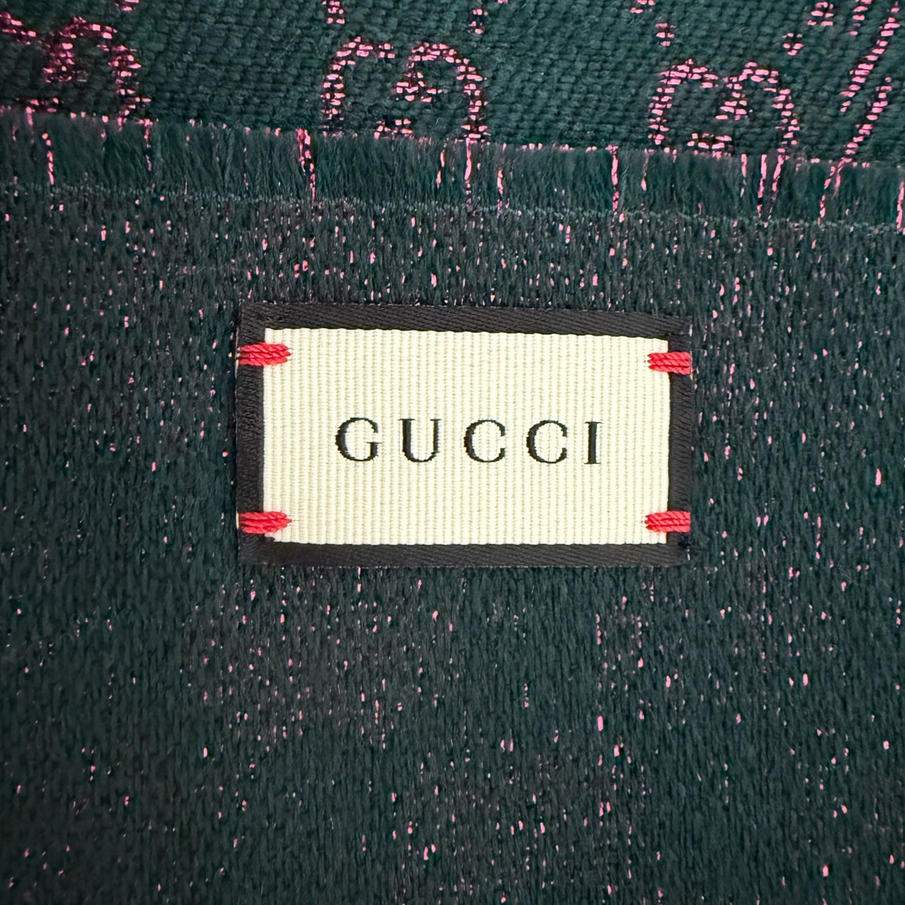 Gucci Gucci Schal aus Wolle Dunkelgrün Pink / neuwertig Groen