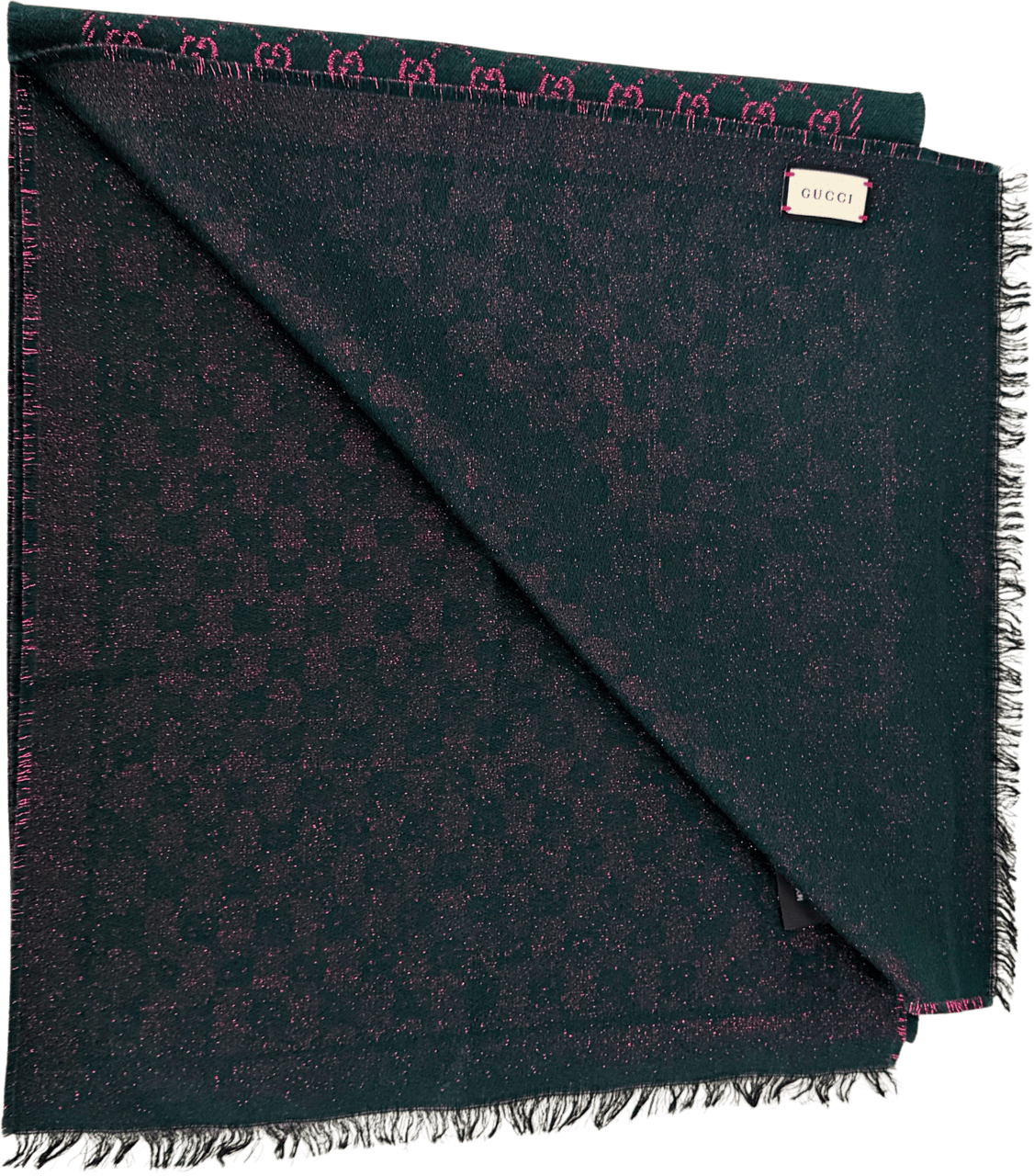 Gucci Gucci Schal aus Wolle Dunkelgrün Pink / neuwertig Groen
