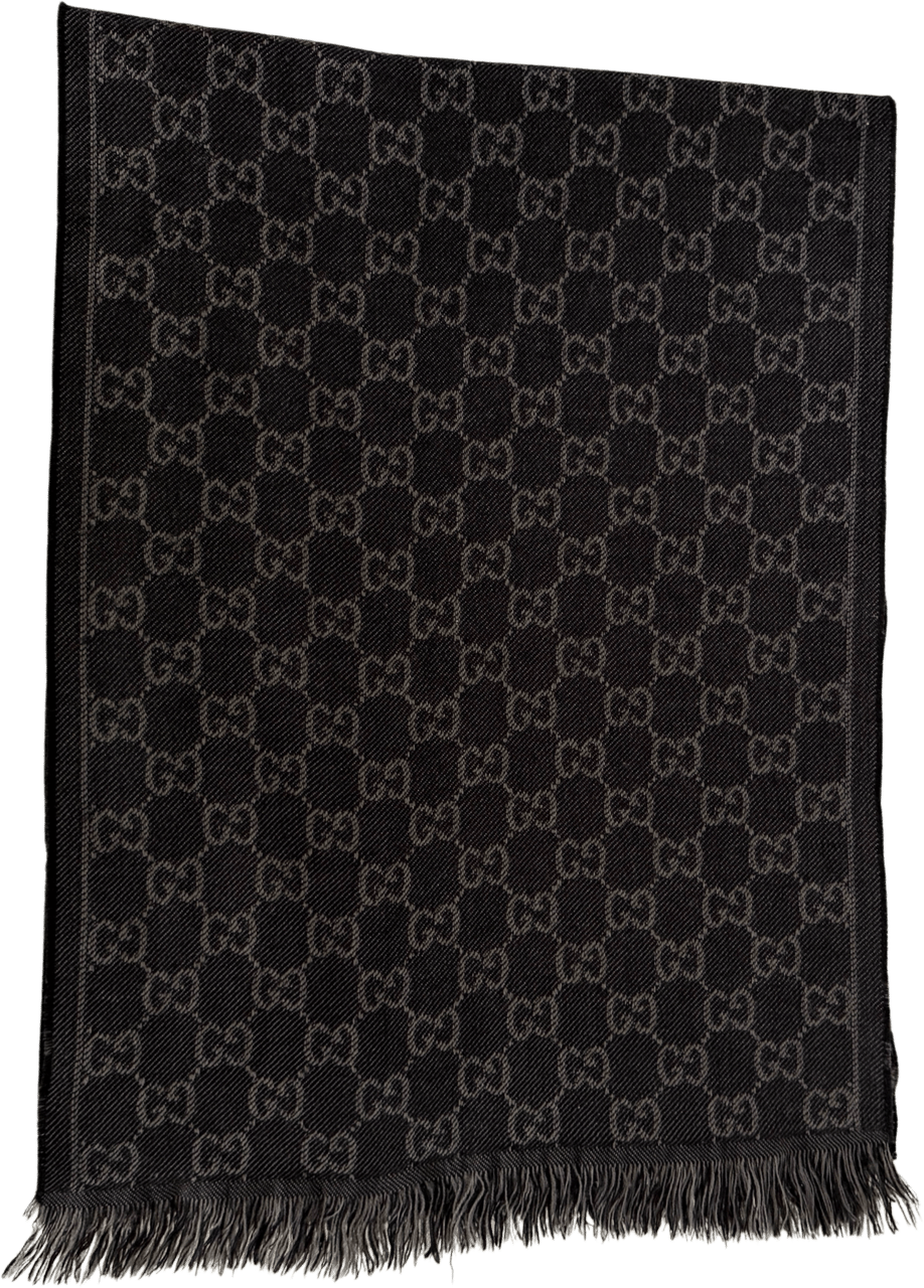 Gucci Gucci Schal aus Wolle Grau Schwarz / sehr gut Grijs