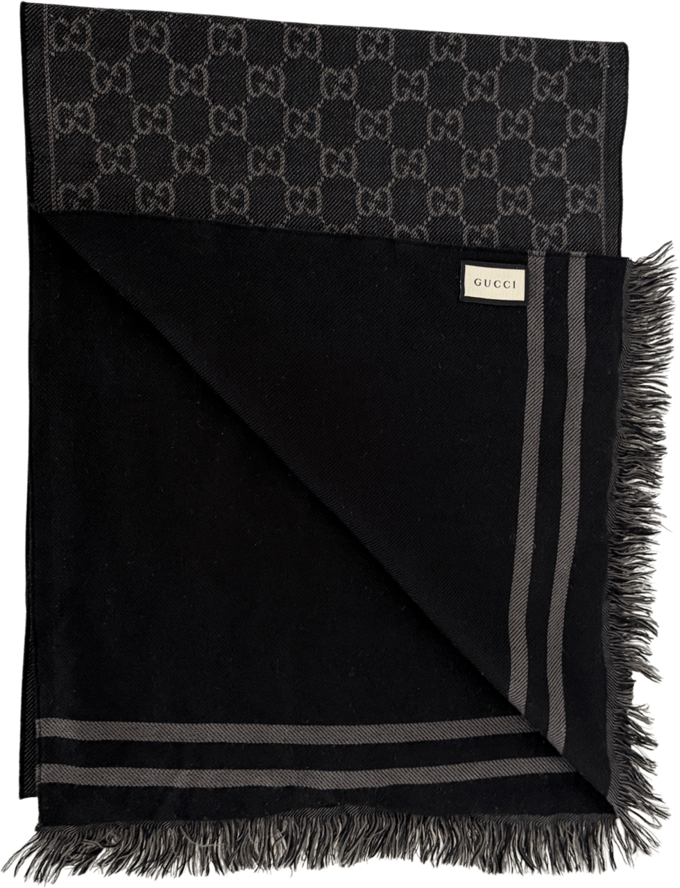 Gucci Gucci Schal aus Wolle Grau Schwarz / sehr gut Grijs