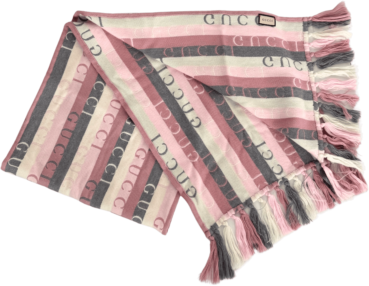 Gucci Gucci striped wool scarf, grey and pink Divers
