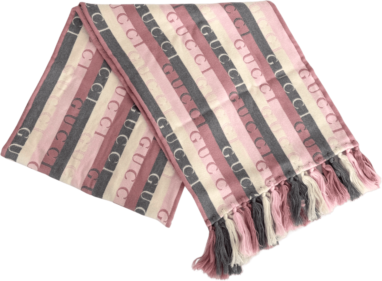 Gucci Gucci striped wool scarf, grey and pink Divers
