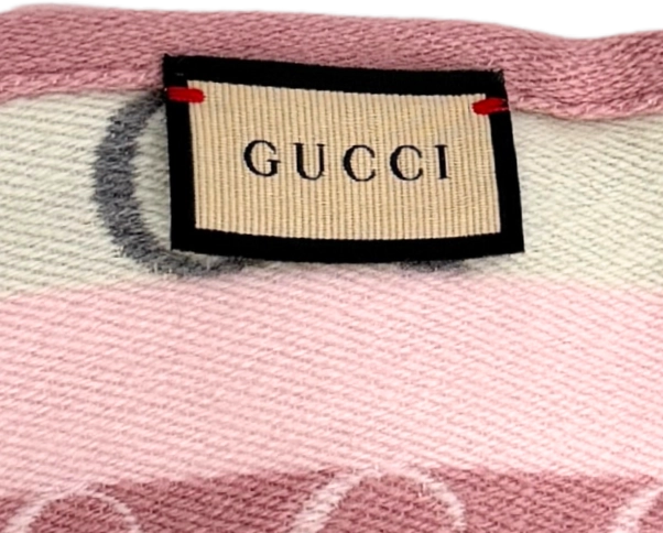 Gucci Gucci striped wool scarf, grey and pink Divers