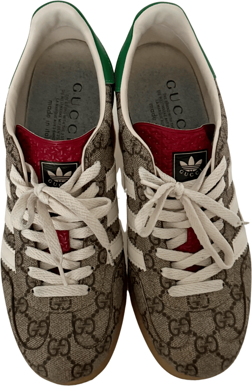 Gucci Adidas x Gucci Gazelle Wedge Beige GG Monogram Größe 38 Braun / sehr gut Bruin
