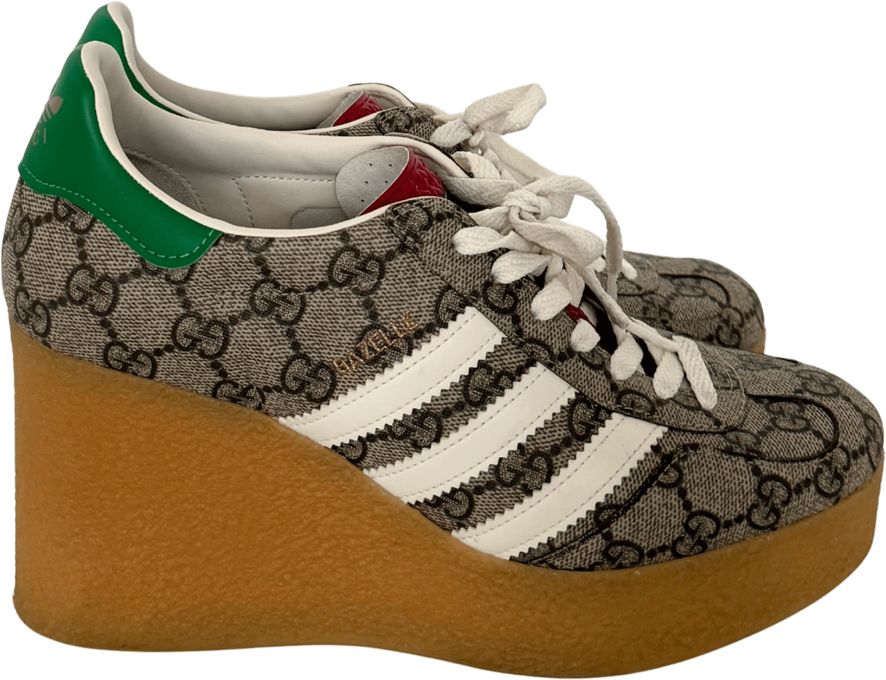 Gucci Adidas x Gucci Gazelle Wedge Beige GG Monogram Größe 38 Braun / sehr gut Bruin