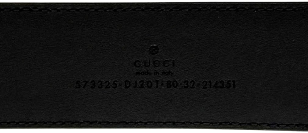 Gucci Polished D-Ring Leather Belt Black 80cm Zwart