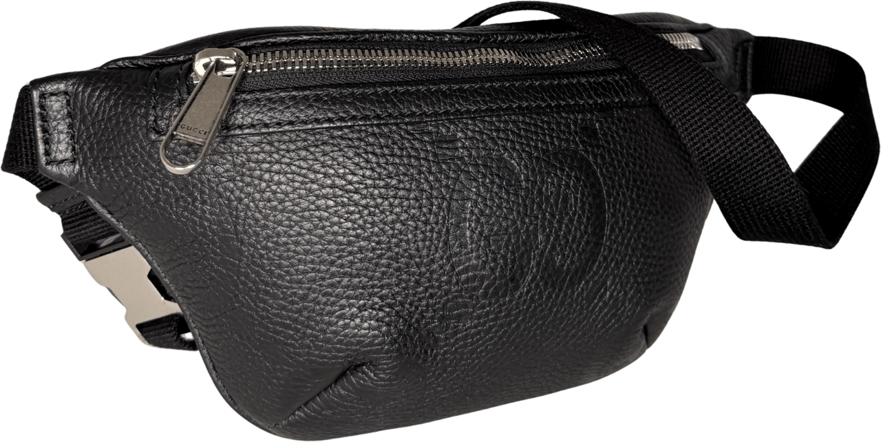 Gucci Gucci Kleine Gürteltasche mit Jumbo GG Leder Schwarz / sehr gut Zwart