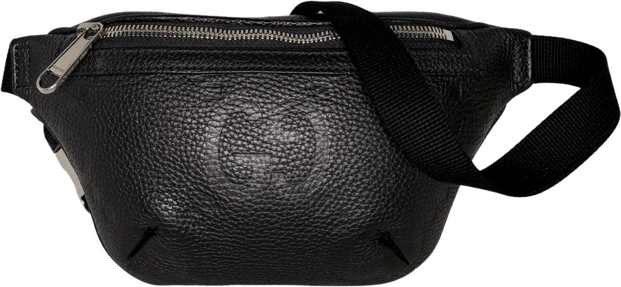 Gucci Gucci Kleine Gürteltasche mit Jumbo GG Leder Schwarz / sehr gut Zwart