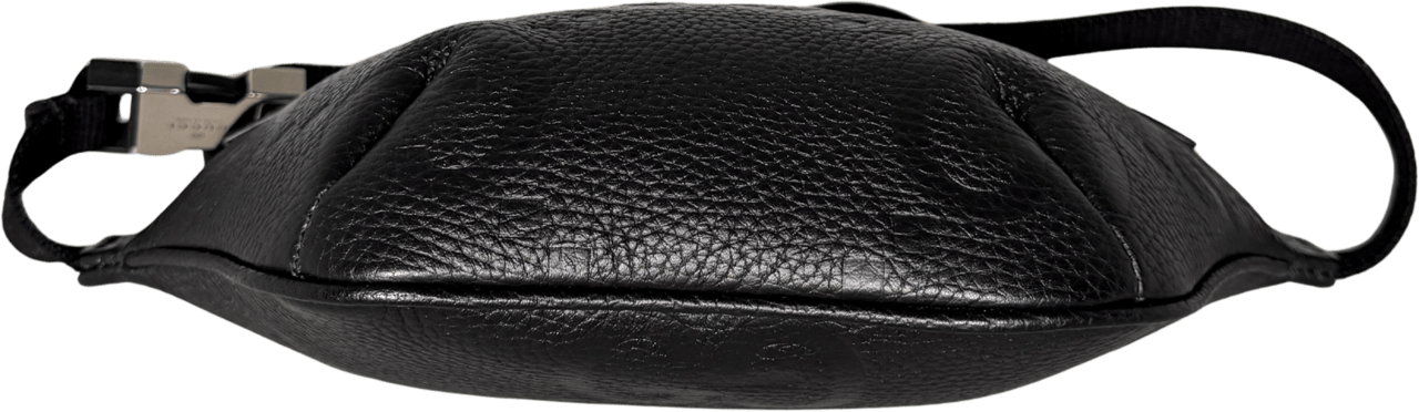 Gucci Gucci Kleine Gürteltasche mit Jumbo GG Leder Schwarz / sehr gut Zwart