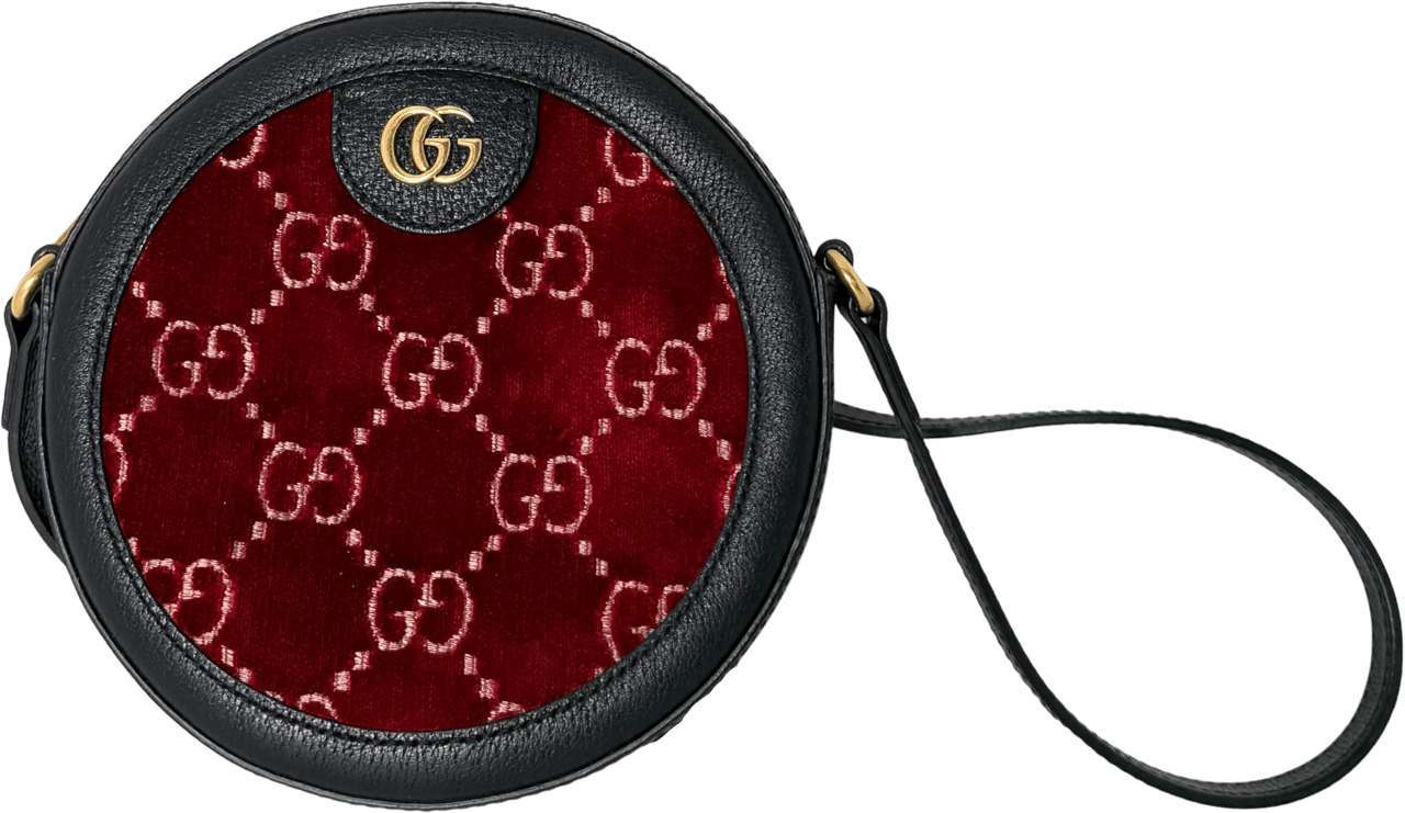 Gucci Gucci Runde GG Umhängetasche Velvet Rot Fullset / neuwertig Rood