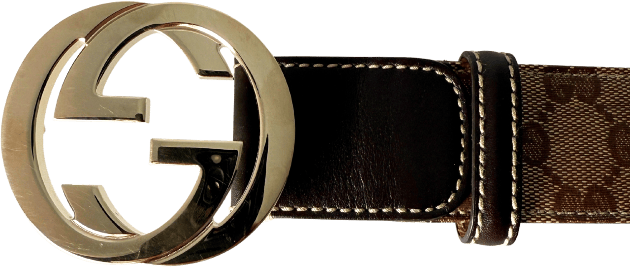 Gucci Gucci Interlocking GG Gürtel Canvas Größe 85 Braun / sehr gut Bruin