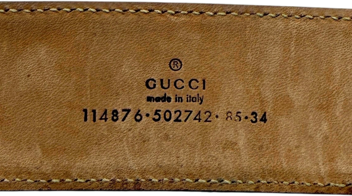 Gucci Gucci Interlocking GG Gürtel Canvas Größe 85 Braun / sehr gut Bruin