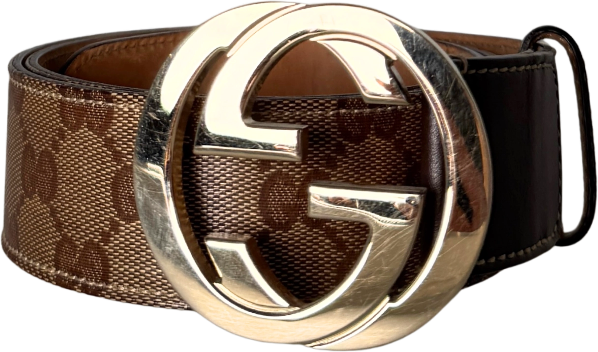 Gucci Gucci Interlocking GG Gürtel Canvas Größe 85 Braun / sehr gut Bruin