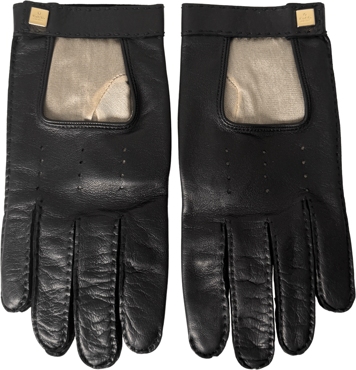 Gucci Gucci Lederhandschuhe Größe 8 1/2 Schwarz / neuwertig Zwart