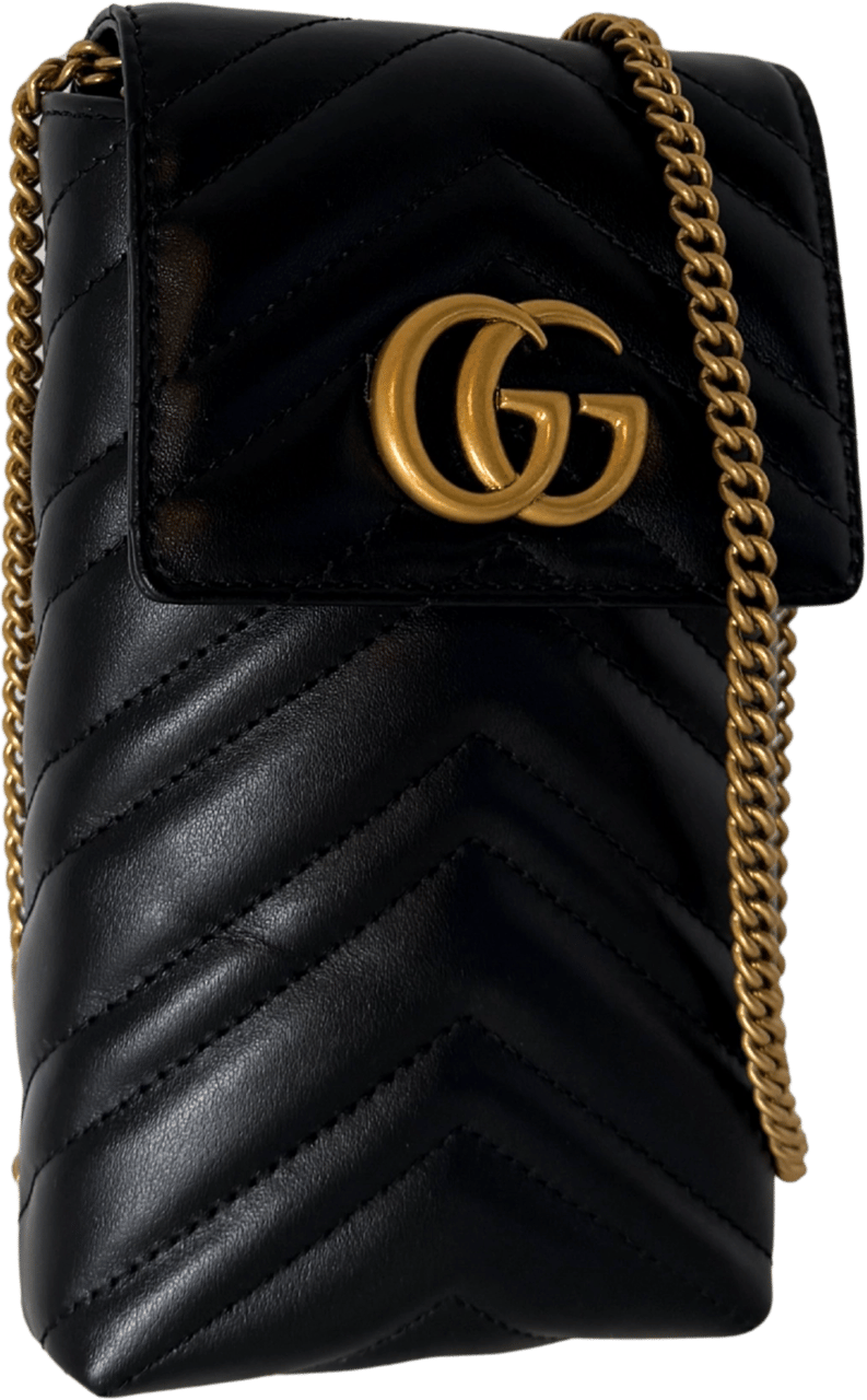 Gucci Gucci GG Marmont Phone Crossbody Bag Schwarz / neuwertig Zwart