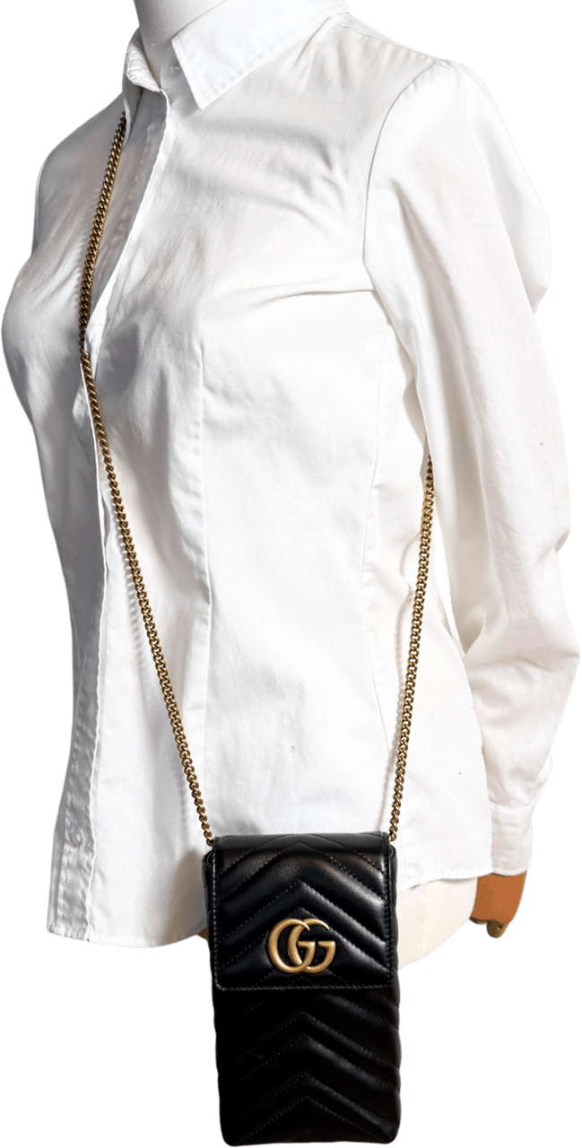 Gucci Gucci GG Marmont Phone Crossbody Bag Schwarz / neuwertig Zwart