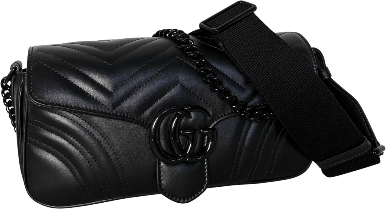 Gucci Gucci Mittelgroße GG Marmont Schultertasche Schwarz / neuwertig Zwart