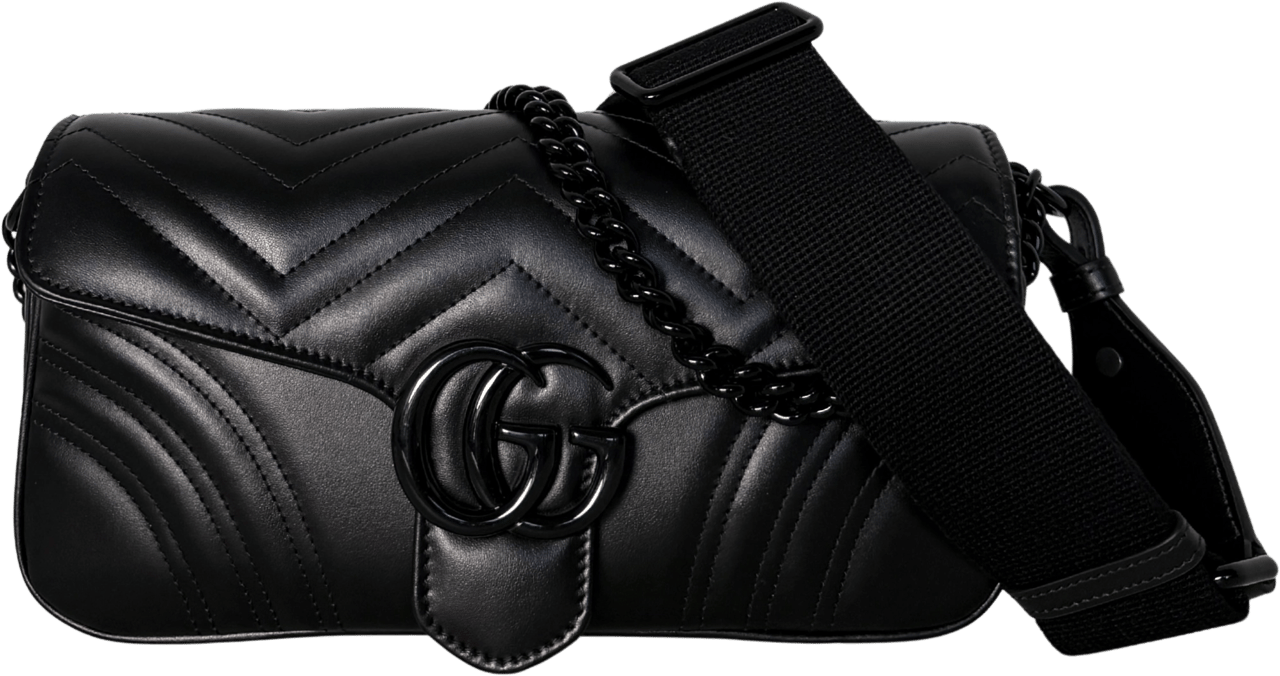 Gucci Gucci Mittelgroße GG Marmont Schultertasche Schwarz / neuwertig Zwart