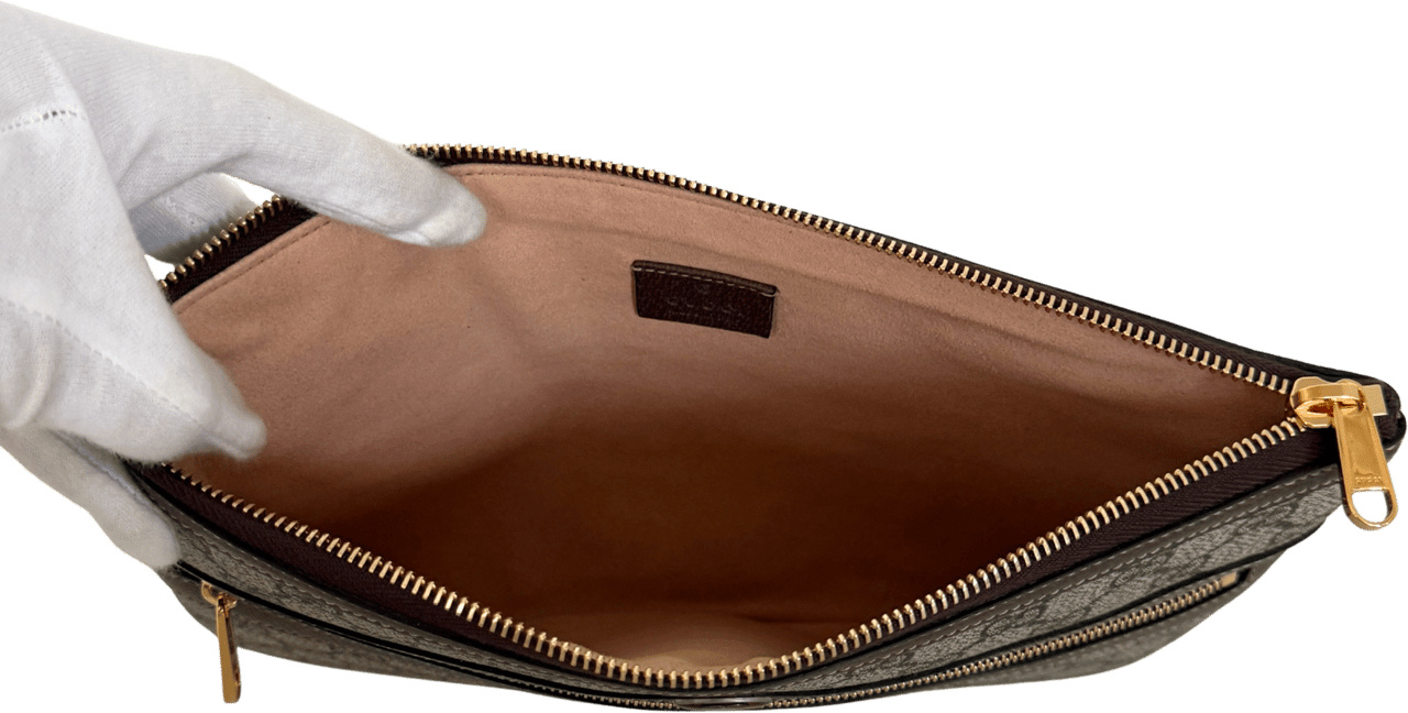 Gucci Gucci Ophidia Pouch aus GG Supreme-Canvas Braun / neuwertig Bruin