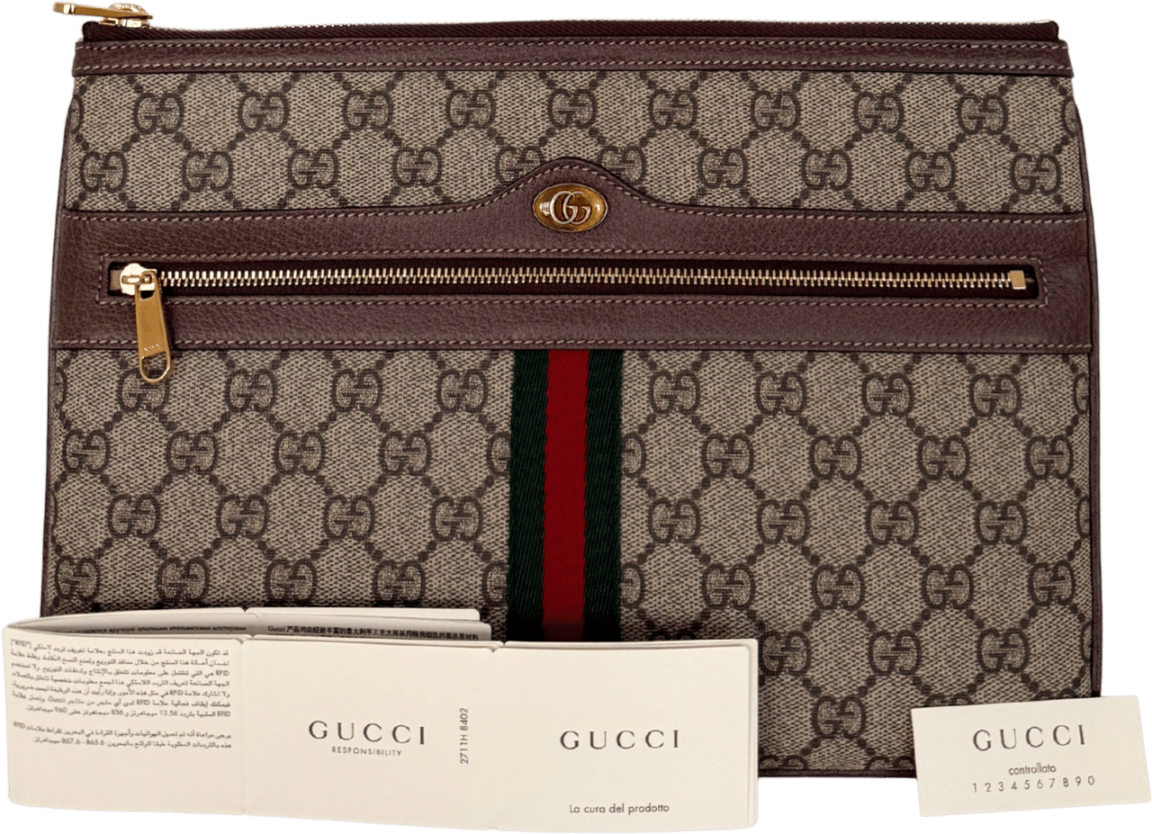 Gucci Gucci Ophidia Pouch aus GG Supreme-Canvas Braun / neuwertig Bruin