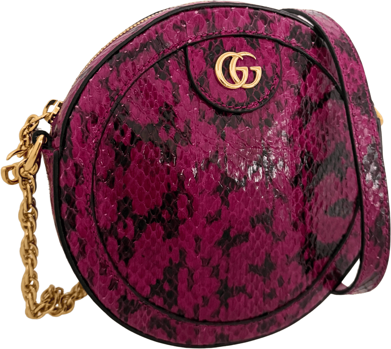 Gucci Gucci Ophidia Mini Round Wasserschlangenleder Anemone / sehr gut Roze
