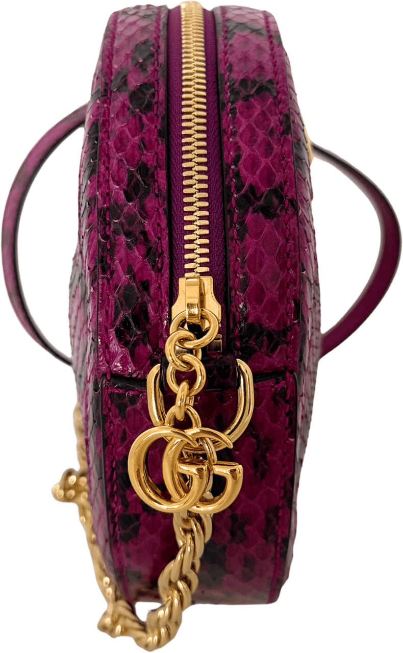 Gucci Gucci Ophidia Mini Round Wasserschlangenleder Anemone / sehr gut Roze