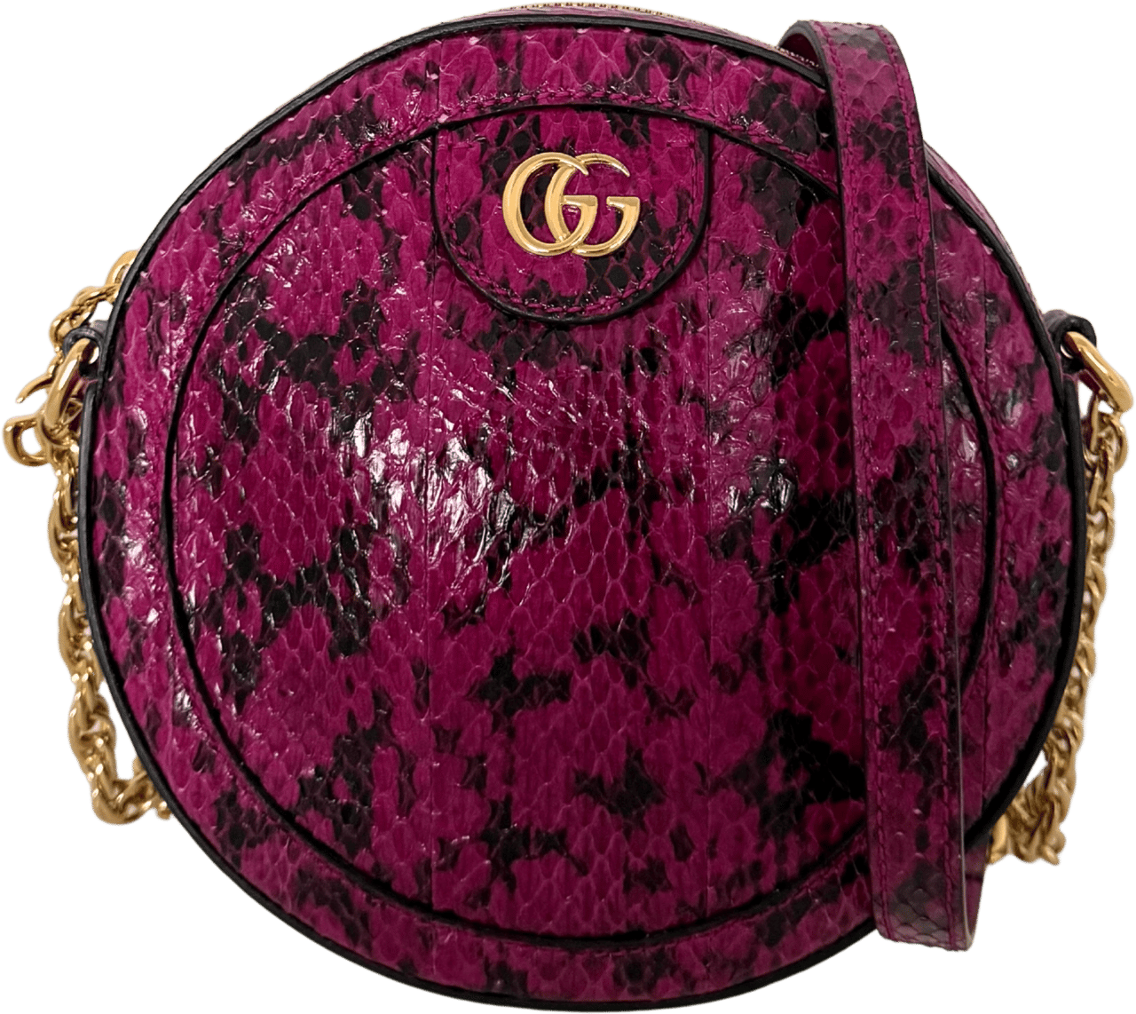 Gucci Gucci Ophidia Mini Round Wasserschlangenleder Anemone / sehr gut Roze