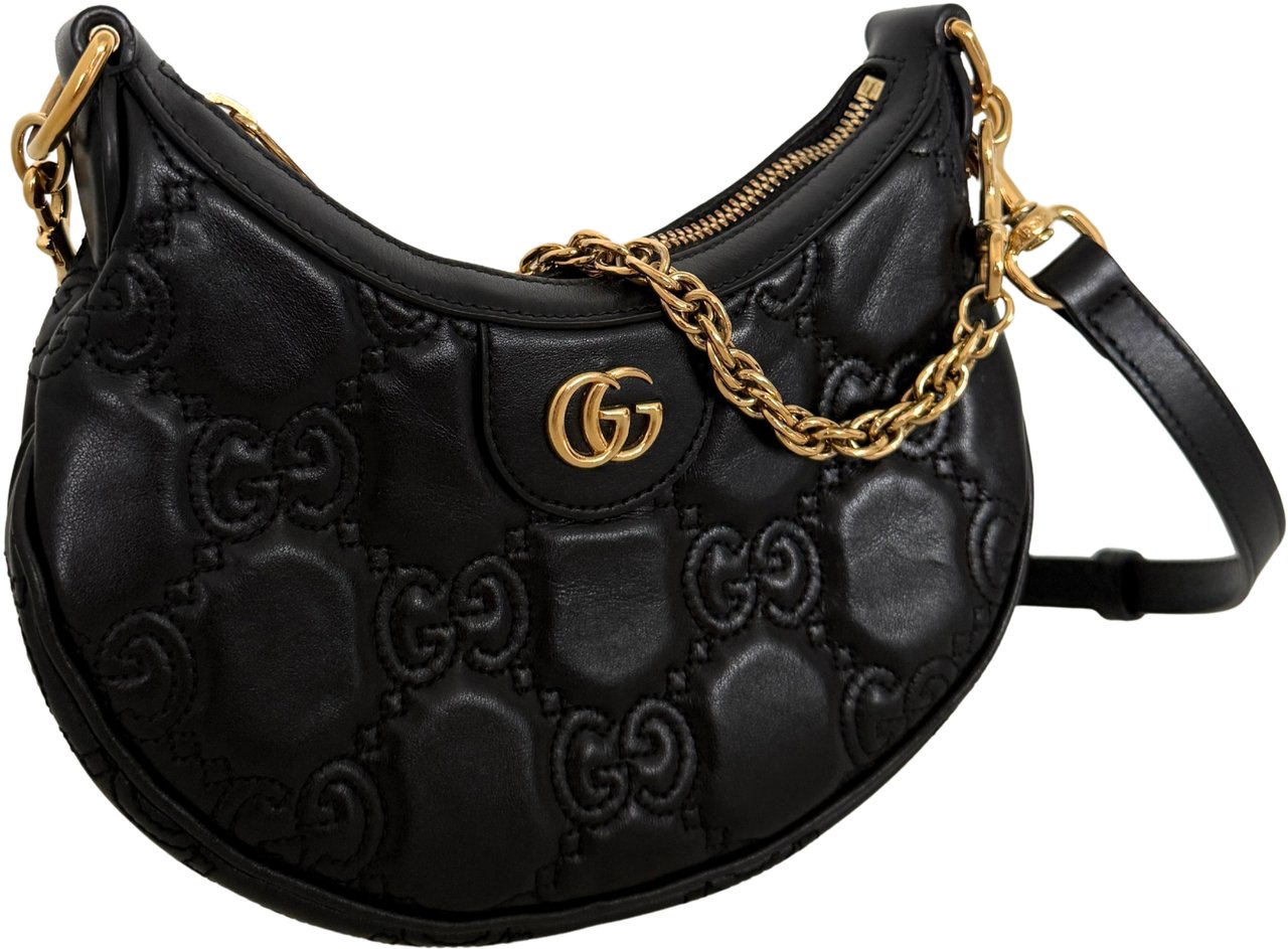 Gucci Gucci GG Marmont Half Moon Mini Bag Schwarz / sehr gut Zwart