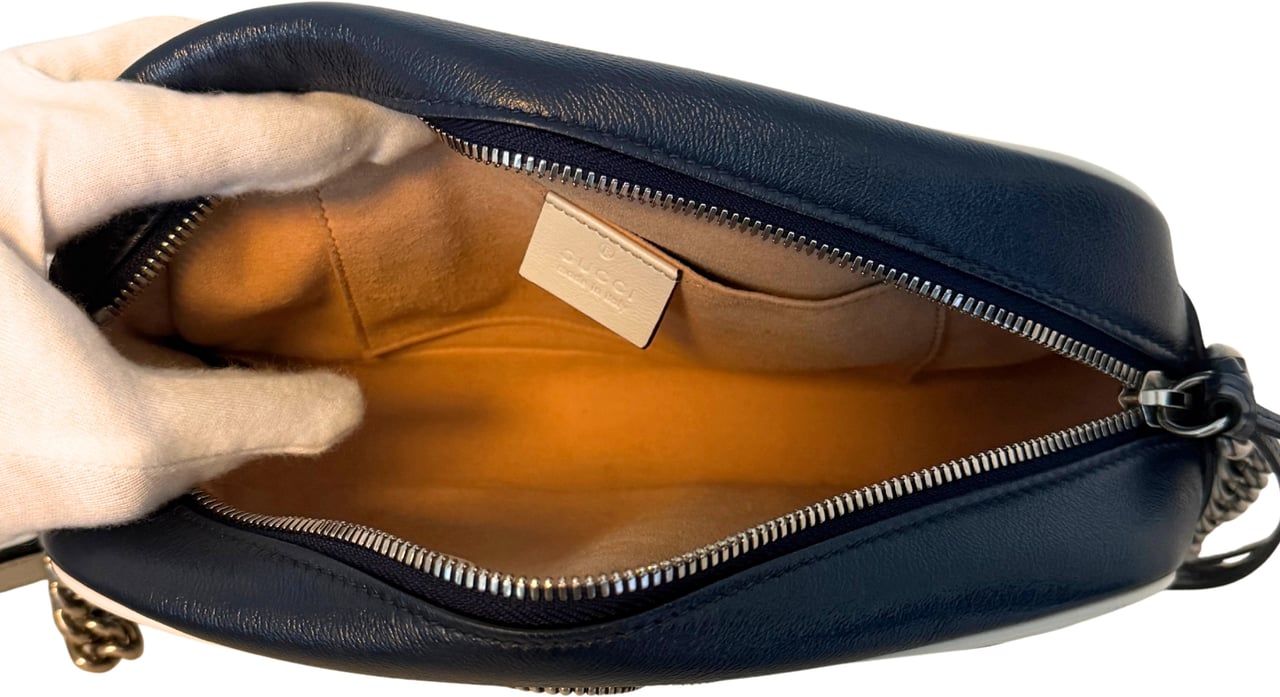 Gucci Gucci GG Marmont Torchon Schultertasche Blau / sehr gut Blauw