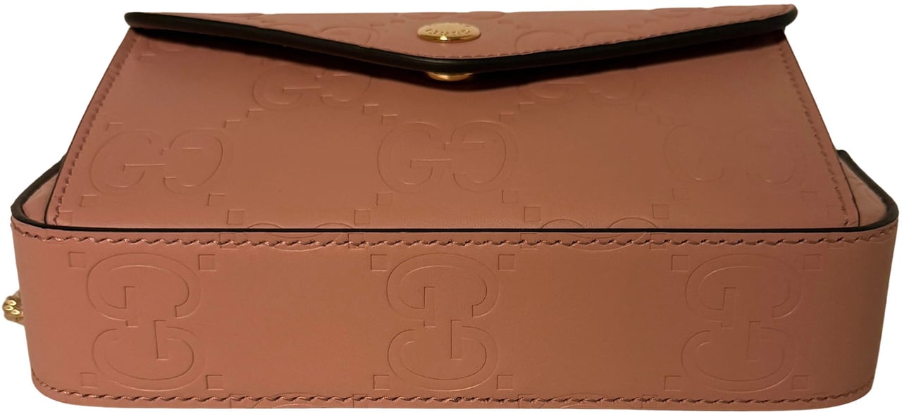Gucci GG Leather Shoulder Bag Pink Roze