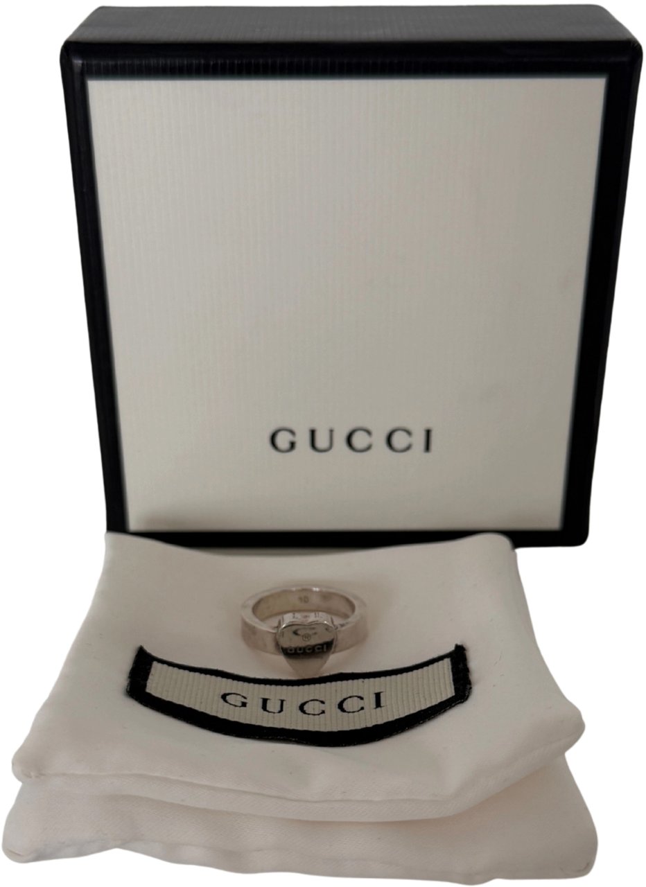 Gucci Gucci Ring with Heart Pendant 925 Silver Size 10 / good Zilver