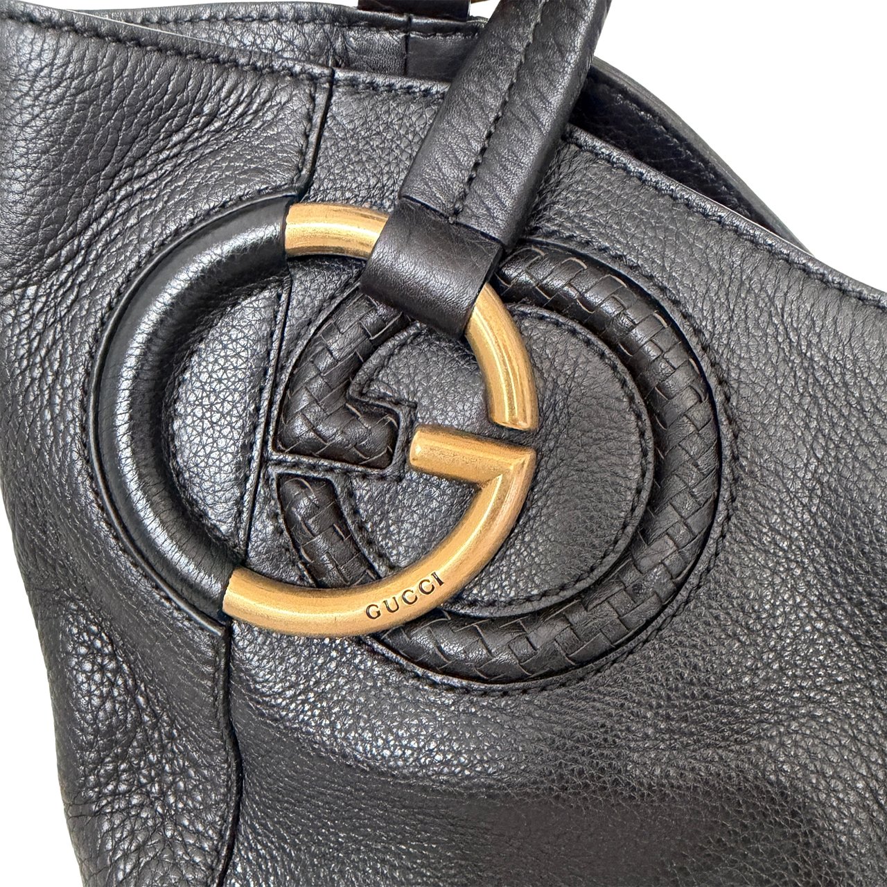 Gucci Gucci Kalbsleder Tote Bag schwarz goldene Hardware / sehr gut Divers