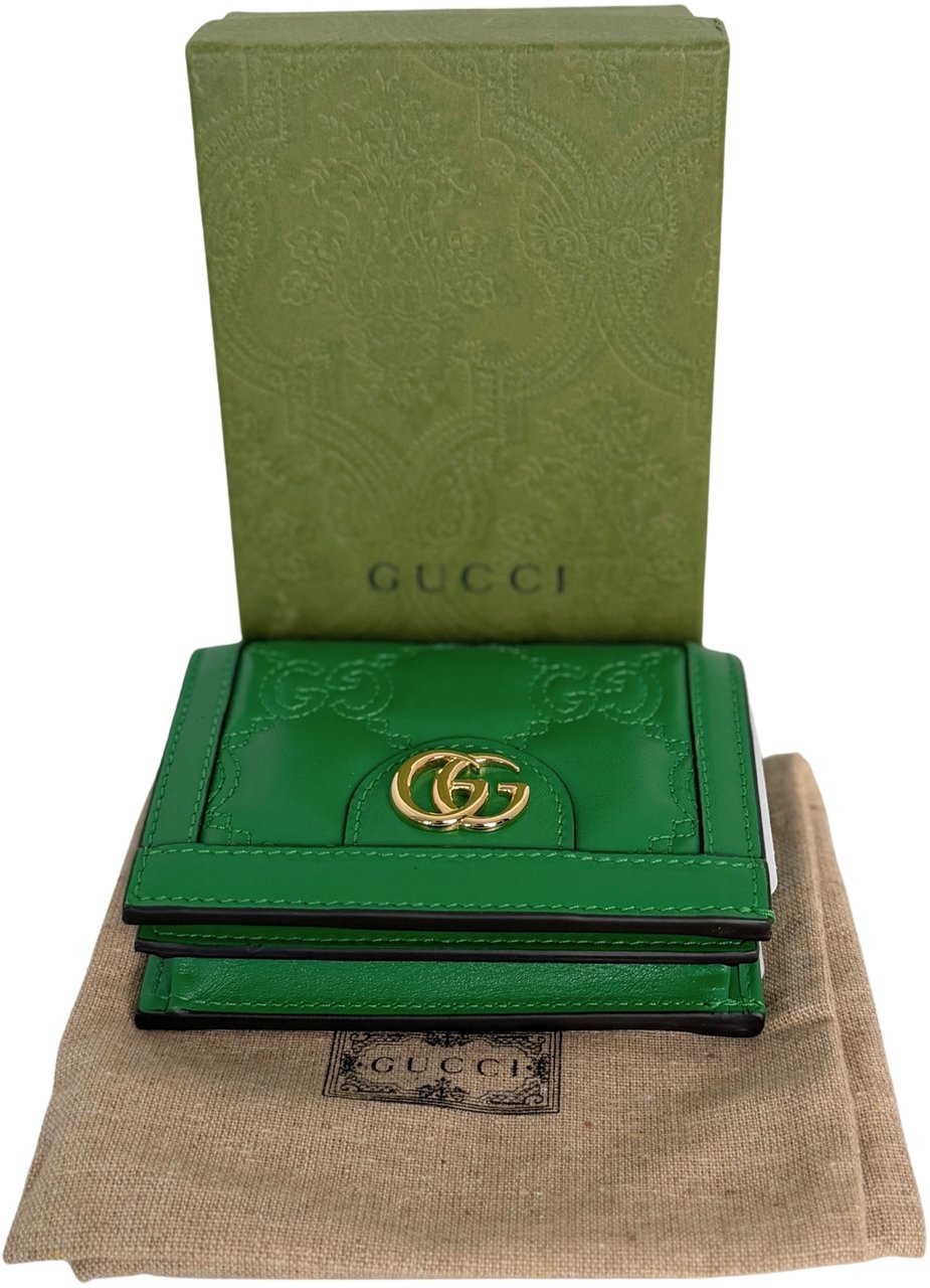Gucci Gucci GG Matelassé Wallet Green Leather Groen