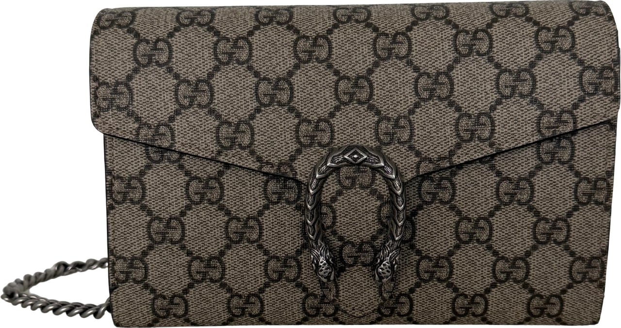 Gucci Gucci Dionysus GG Supreme Wallet on Chain Beige