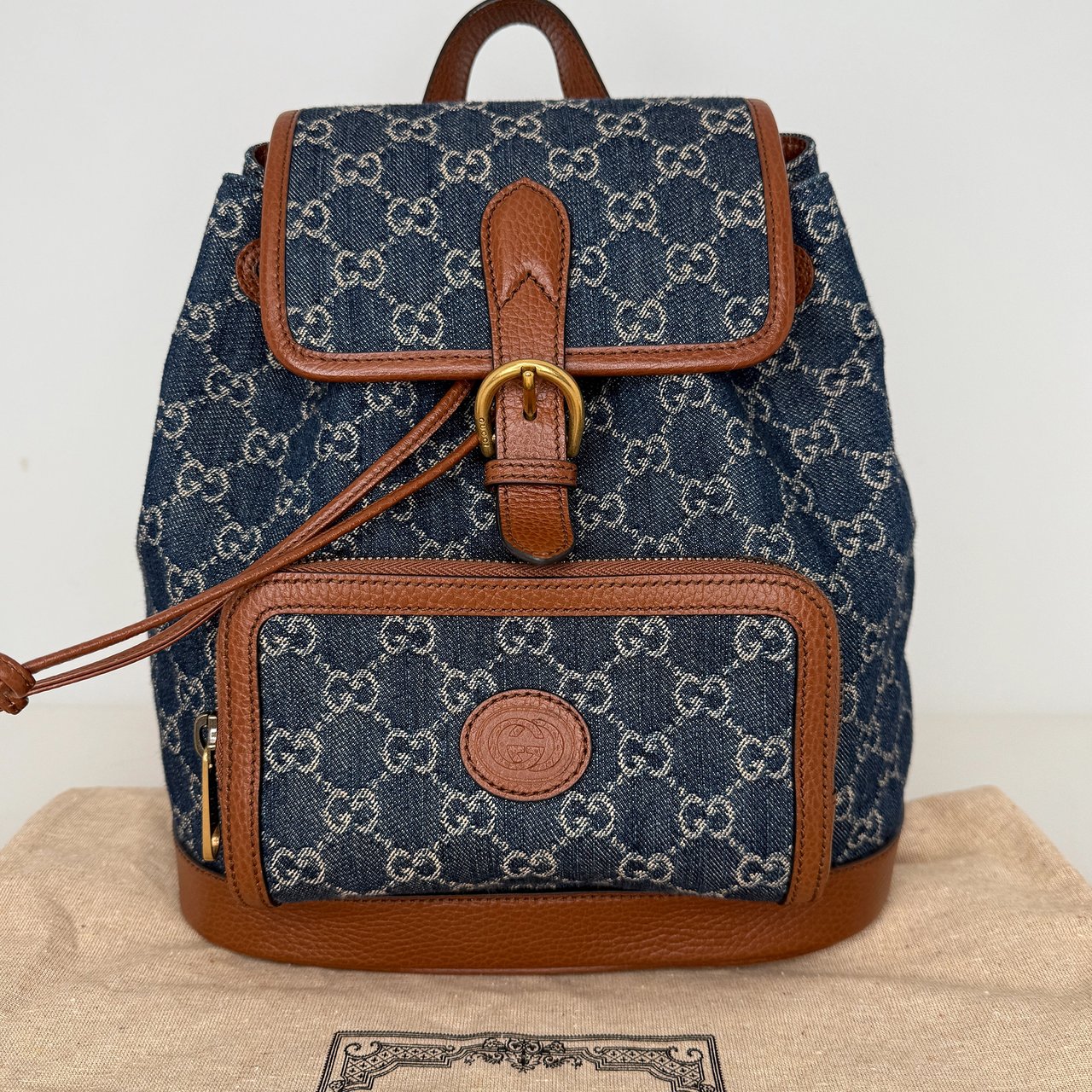 Gucci New Denim GG Monogram Retro Rucksack blau Blauw
