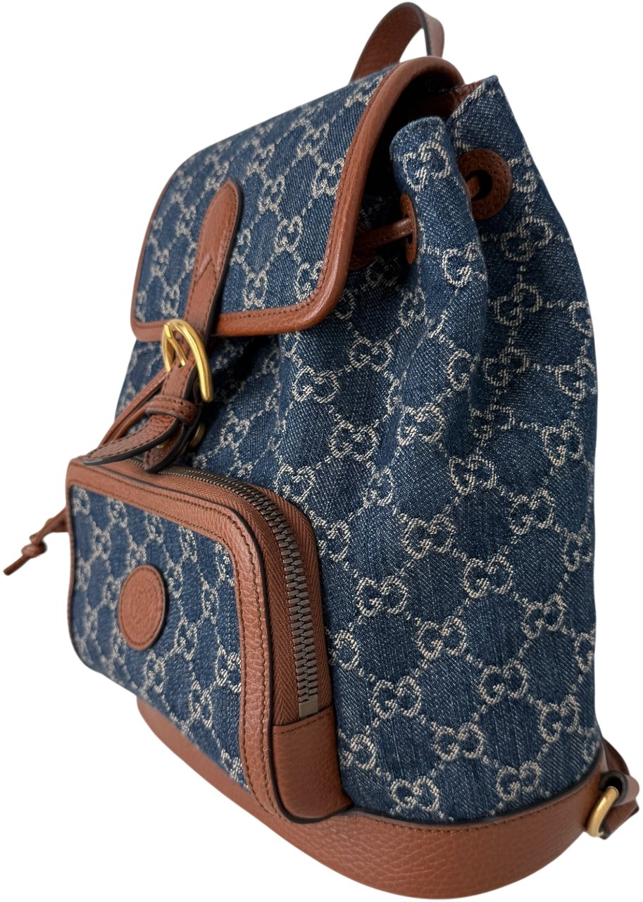 Gucci New Denim GG Monogram Retro Rucksack blau Blauw