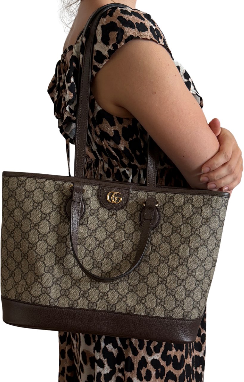 Gucci Ophidia GG Supreme Small Shopper beige Full set Beige