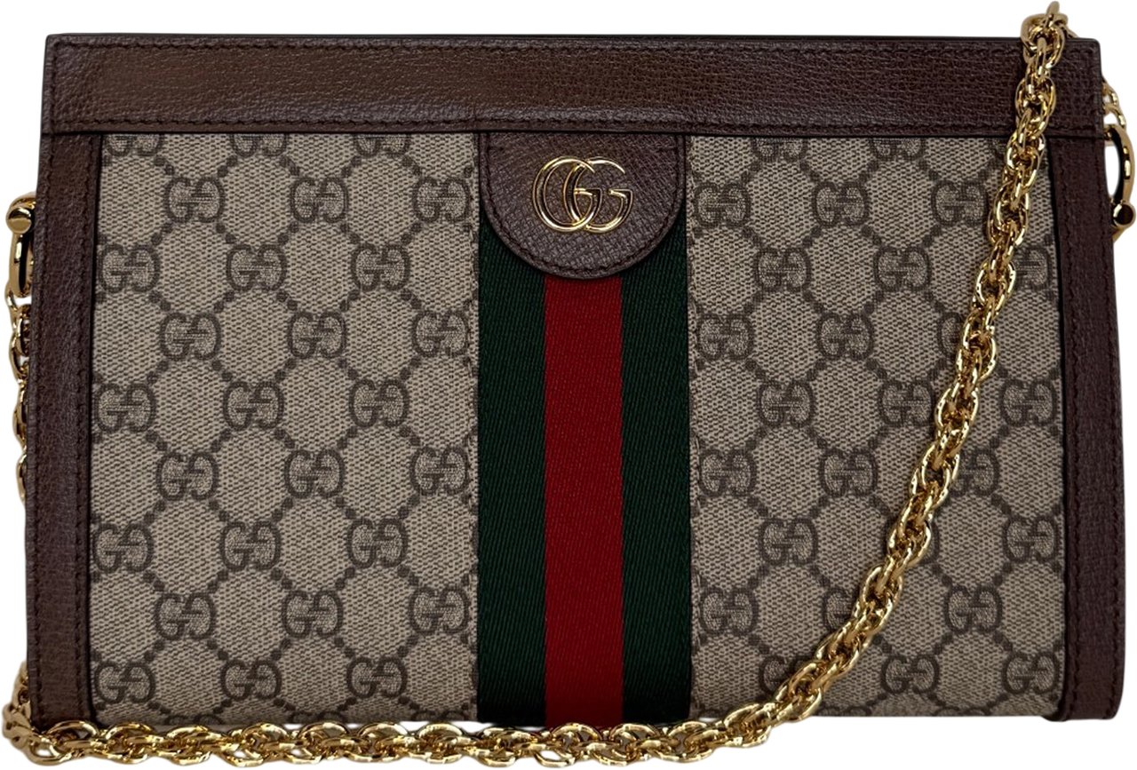 Gucci GG Supreme Monogram Web Small Ophidia braun / neuwertig Bruin