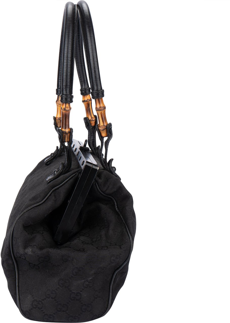 Gucci Gucci GG Monogram Bamboo Handbag Zwart